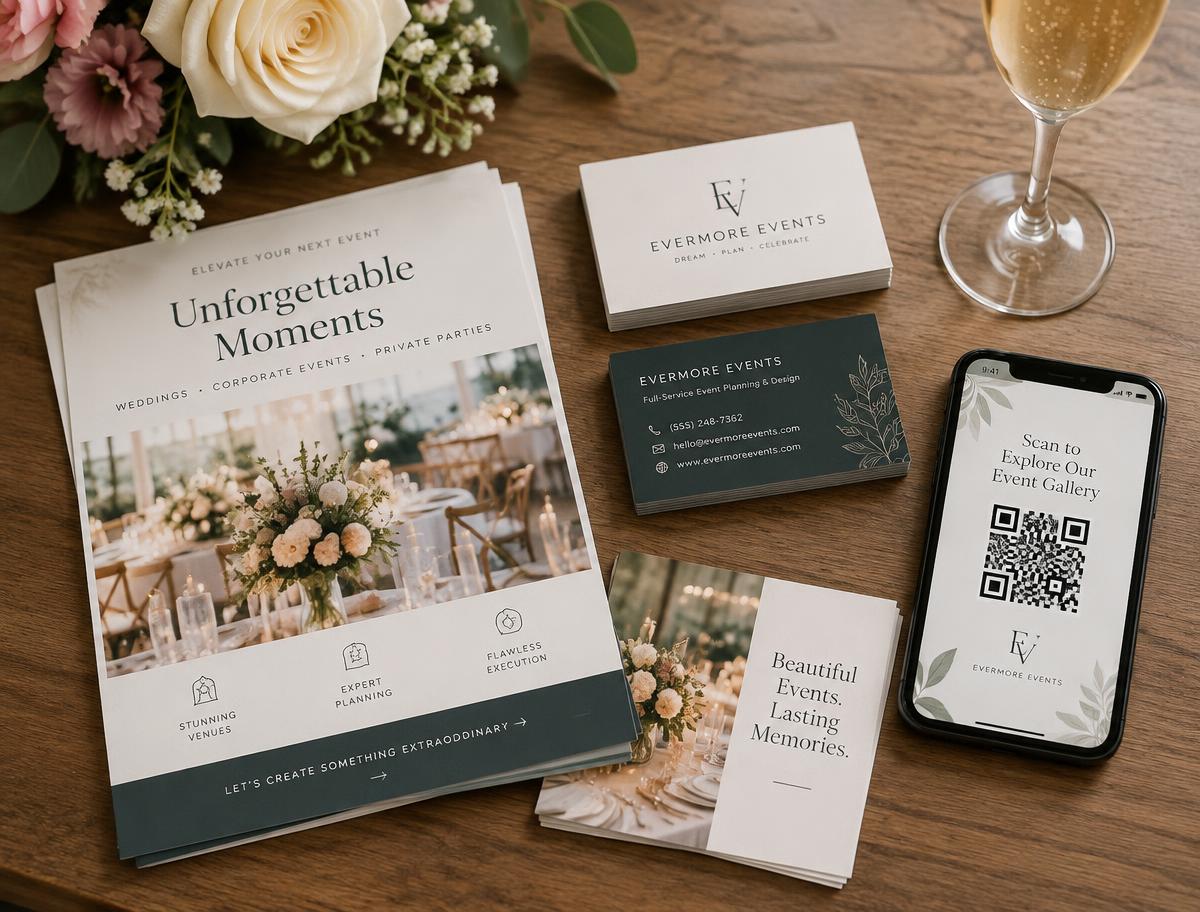 Flyers, cartes de visite et smartphone avec code QR comme supports publicitaires